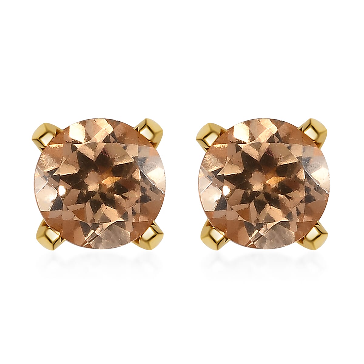 Ceylon Imperial Garnet Solitaire Stud Earrings in Vermeil Yellow Gold Over Sterling Silver 2.10 ctw