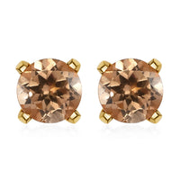 Ceylon Imperial Garnet Solitaire Stud Earrings in Vermeil Yellow Gold Over Sterling Silver 2.10 ctw