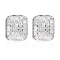 16th Oct TLV Diamond Stud Earrings in Platinum Over Sterling Silver 0.50 ctw