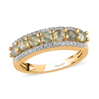 Narsipatnam Alexandrite, Natural White Zircon Ring in Vermeil YG Over Sterling Silver (Size 10.0) 1.35 ctw