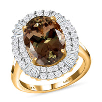 Doorbuster ILIANA 18K Yellow Gold AAA Turkizite and G-H SI Diamond Ring 6.25 Grams 7.85 ctw