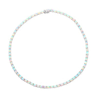 Premium Ethiopian Welo Opal Tennis Necklace 18 Inches in Platinum Over Sterling Silver 21.25 ctw