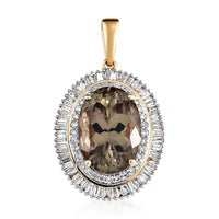 Iliana 18K Yellow Gold AAA Turkizite and G-H SI Diamond Double Halo Pendant 4 Grams 7.90 ctw