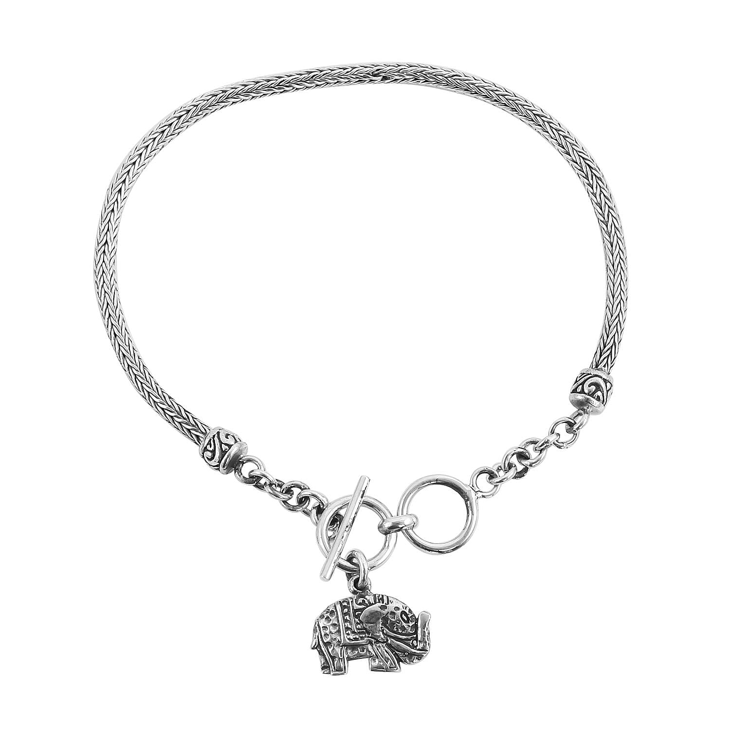 Doorbuster BALI LEGACY Sterling Silver Tulang Naga Bracelet with Elephant Charm (7.50 In) (8.20 g)
