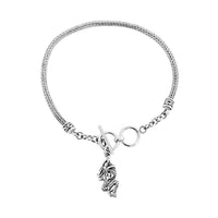 Bali Legacy Sterling Silver Tulang Naga Dragon Bracelet with Dragon Charm (6.50-8.0In) 8.20 Grams