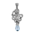 Doorbuster BALI LEGACY Briolette Cut Sky Blue Topaz Octopus Pendant in Sterling Silver 8 Grams 7.00 ctw - Sticky add to cart bar