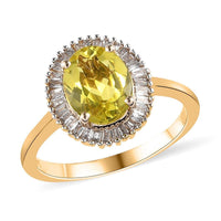 LUXORO 14K Yellow Gold AAA Natural Canary Tourmaline, Diamond (G-H, I2) (0.40 cts) Halo Ring (Size 8.0) (3.35 g) 2.00 ctw