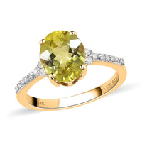 LUXORO 14K Yellow Gold AAA Natural Canary Tourmaline and G-H I2 Diamond Ring 2.45 Grams 2.80 ctw