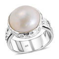 Doorbuster BALI LEGACY Pink Mabe Pearl Spinner Ring in Sterling Silver 12 Grams - Sticky add to cart bar