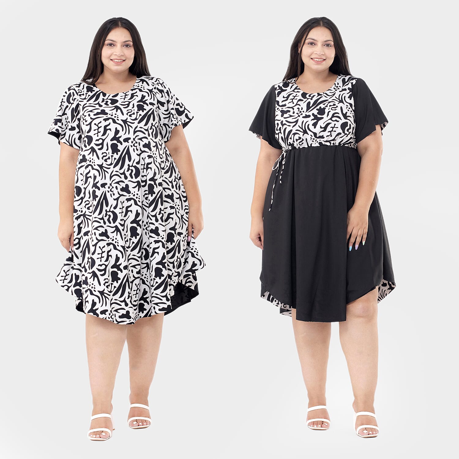 Tamsy Navy Floral Reversible Dress - One Size Missy