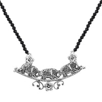 Doorbuster BALI LEGACY Natural Thai Black Spinel Beaded Elephant Necklace 20 Inches in Sterling Silver 8.60 Grams 32.50 ctw