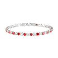 Simulated Red and White Diamond Tennis Bracelet in Silvertone (7.50 In) 9.90 ctw - Sticky add to cart bar