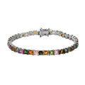 Multi-Tourmaline Tennis Bracelet in Platinum Over Sterling Silver (7.25 In) 13.00 ctw - Sticky add to cart bar