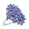 Tanzanite Floral Spray Ring in Sterling Silver (Size 10.0) 4.60 ctw - Sticky add to cart bar