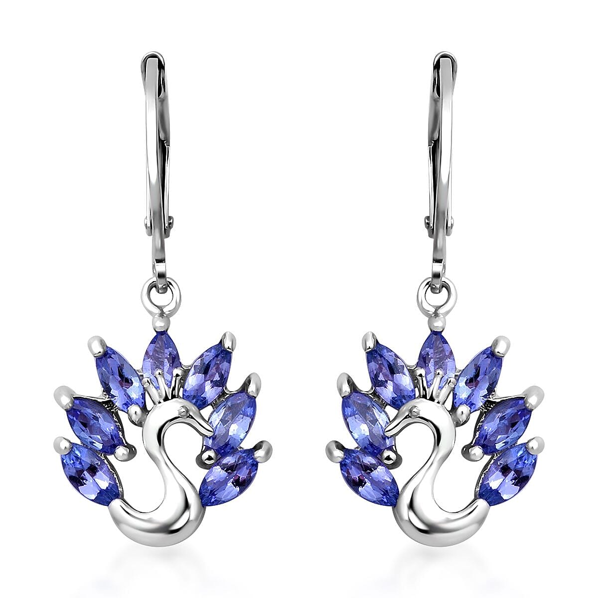 Tanzanite Peacock Earrings in Sterling Silver 2.00 ctw