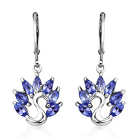 Tanzanite Peacock Earrings in Sterling Silver 2.00 ctw