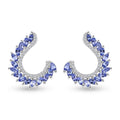 Tanzanite Ear Climber Earrings, White Zircon Accent Earrings, Tanzanite Earrings,  Sterling Silver Earrings, Gifts For Her, Fashion Earrings 2.85 ctw - Sticky add to cart bar