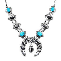 White Buffalo and Multi Gemstone Fancy 18.78 ctw Necklace in Platinum Over Sterling Silver 18 Inches