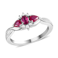 Premium Montepuez Ruby and Natural White Zircon Infinity Band Ring in Platinum Over Sterling Silver 0.60 ctw - Sticky add to cart bar