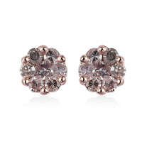 Pressure Set Natural Pink Diamond Stud Earrings in Vermeil Rose Gold Over Sterling Silver 0.15 ctw