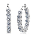 Doorbuster Moissanite Inside Out Hoop Earrings in Rhodium Over Sterling Silver 8.40 Grams 12.25 ctw - Sticky add to cart bar