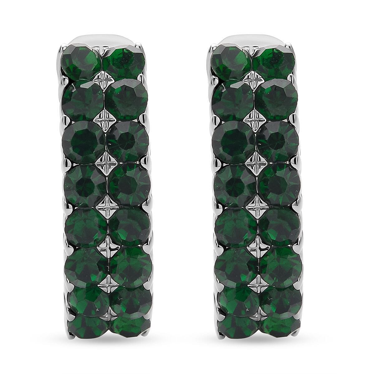 Neon Green Austrian Crystal Earrings in Stainless Steel