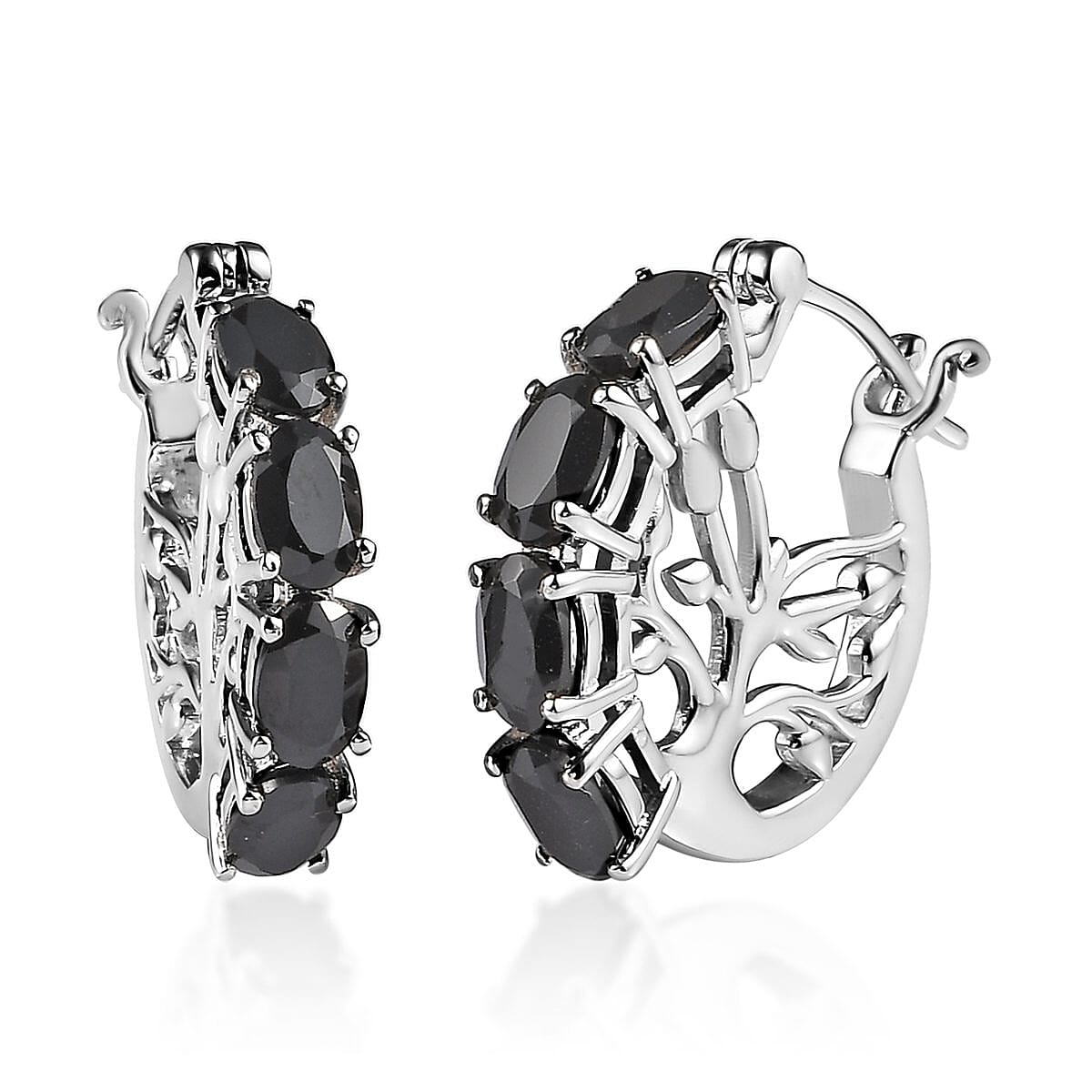 KARIS Natural Thai Black Spinel Earrings in Platinum Bond 3.50 ctw