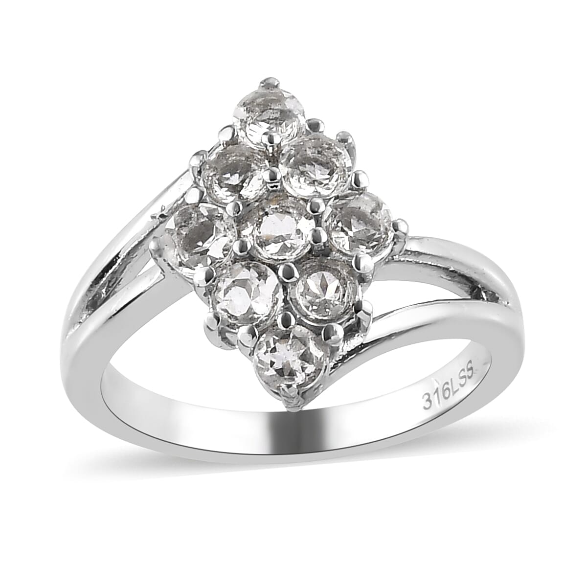Brazilian Petalite Elongated Ring in Stainless Steel 0.85 ctw