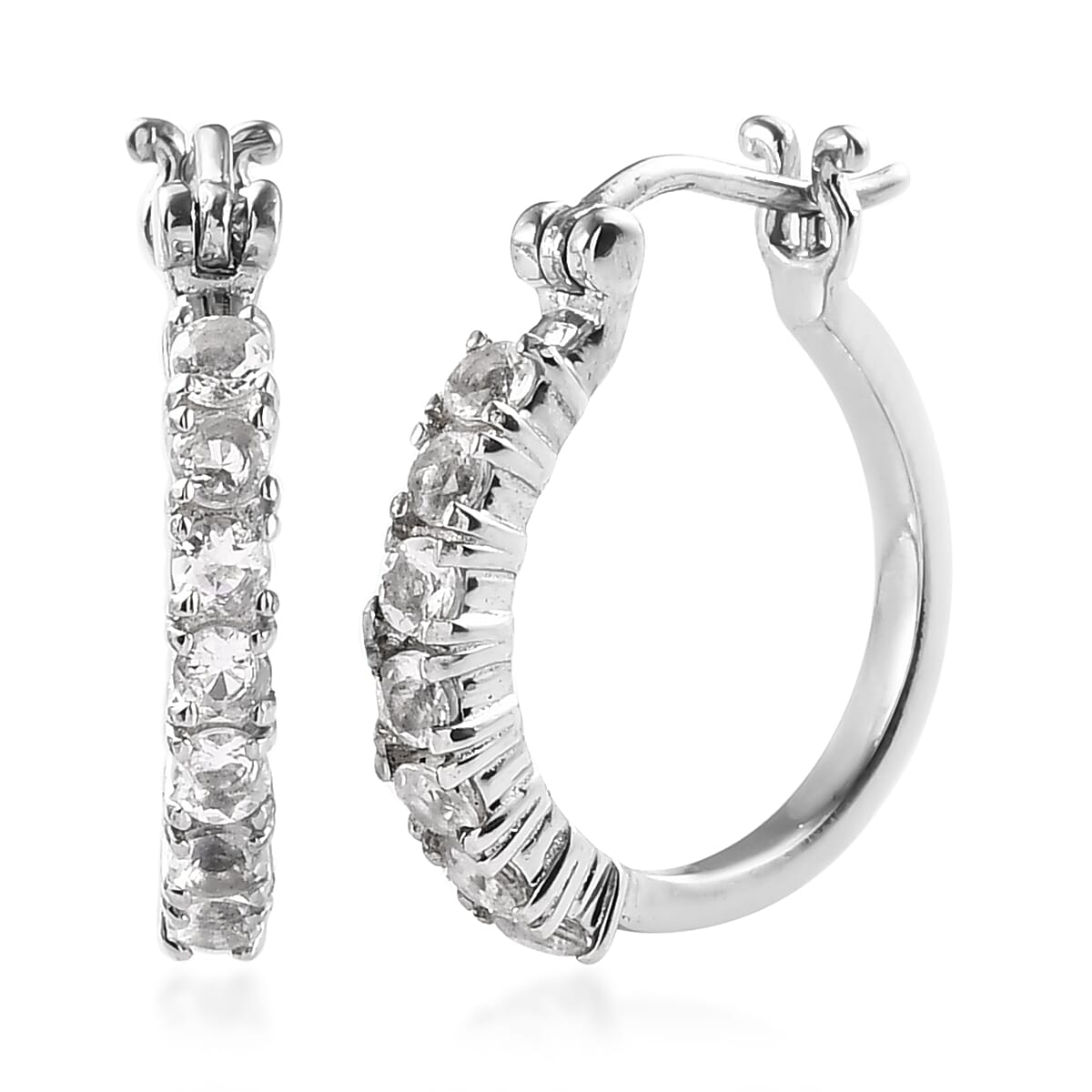 Brazilian Petalite Hoop Earrings in Stainless Steel 1.00 ctw , Tarnish-Free, Waterproof, Sweat Proof Jewelry