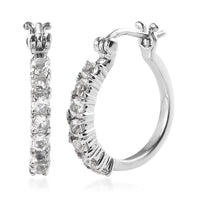 Brazilian Petalite Hoop Earrings in Stainless Steel 1.00 ctw , Tarnish-Free, Waterproof, Sweat Proof Jewelry