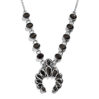 Artisan Crafted Elite Shungite Squash Blossom Necklace 18 Inches in Sterling Silver 8.35 ctw