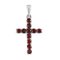 Mozambique Garnet Cross Pendant in Stainless Steel 1.25 ctw - Sticky add to cart bar
