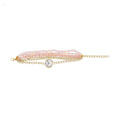 Strada Japanese Movement Bracelet Watch in Goldtone with Pink Glass Beaded Chain and Charms Strap (22.85mm) (7.5-9 In) - Sticky add to cart bar
