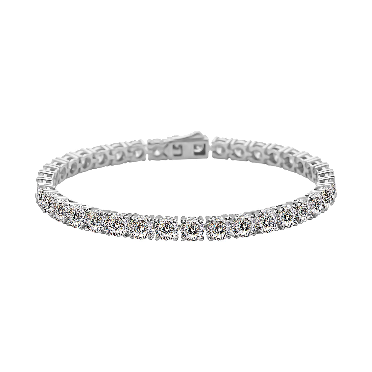 Doorbuster Moissanite Tennis Bracelet in Rhodium Over Sterling Silver (6.50 In) 9.30 Grams 14.60 ctw