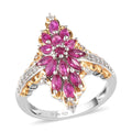 Premium Montepuez Ruby and Natural White Zircon Ring in Vermeil Yellow Gold and Platinum Over Sterling Silver 1.40 ctw - Sticky add to cart bar