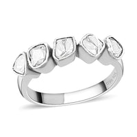 Polki Cut Moissanite 5 Stone Ring in Sterling Silver 0.50 ctw