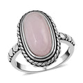 Marropino Morganite Oval Ring in Black Oxidized Silvertone 5.50 ctw - Sticky add to cart bar