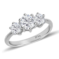 Moissanite 3 Stone Ring in Platinum Over Sterling Silver 1.75 ctw