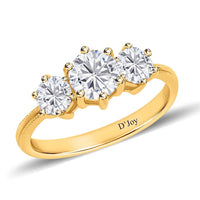 Moissanite 3 Stone Ring in Platinum Over Sterling Silver 1.75 ctw