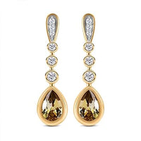 Natural Golden Tanzanite and White Zircon Dangling 1.83 ctw Earrings in Vermeil YG Over Sterling Silver