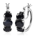 Midnight Sapphire Hoop Earrings in Platinum Over Sterling Silver 12.35 ctw - Sticky add to cart bar