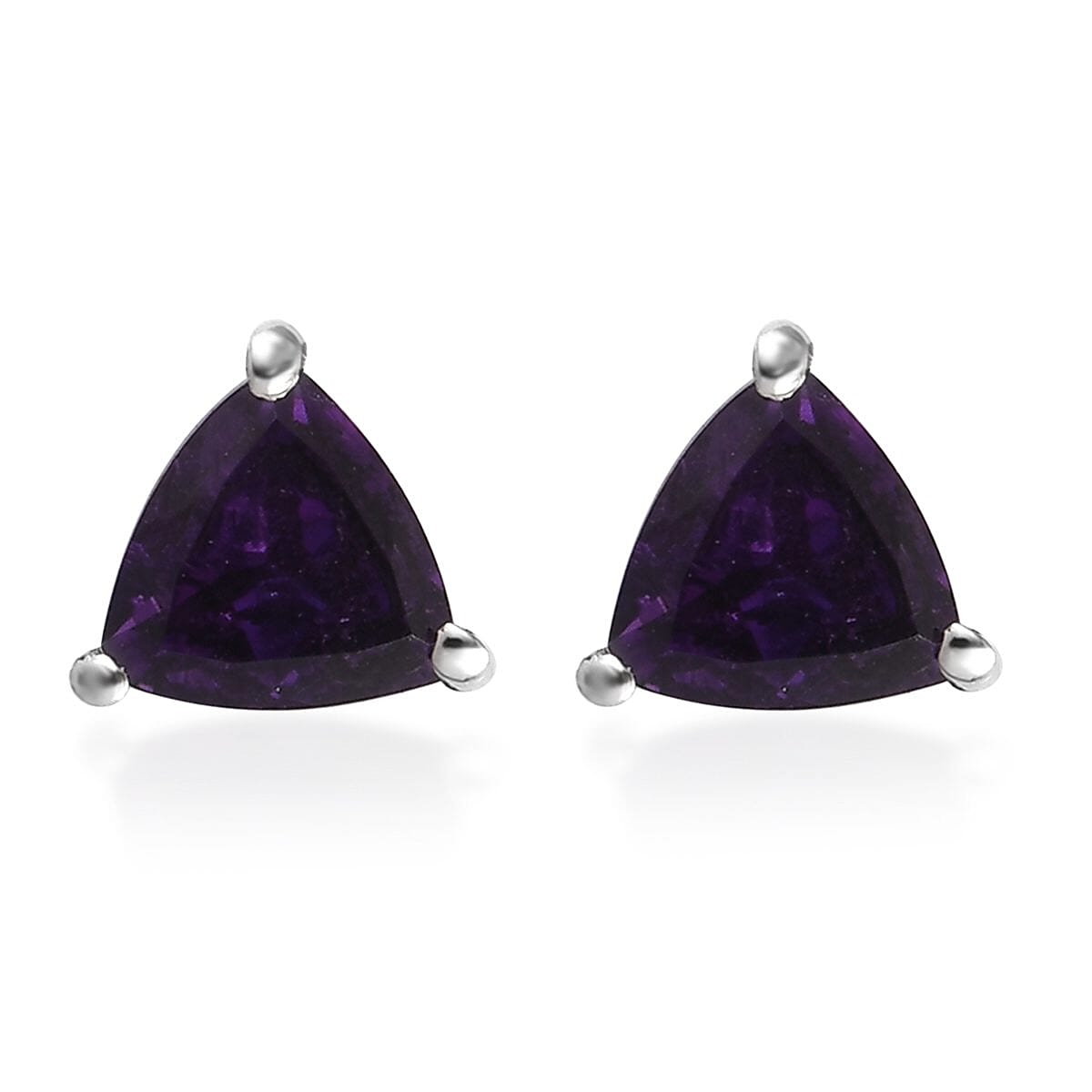 African Amethyst Solitaire Stud Earrings in Stainless Steel 1.00 ctw