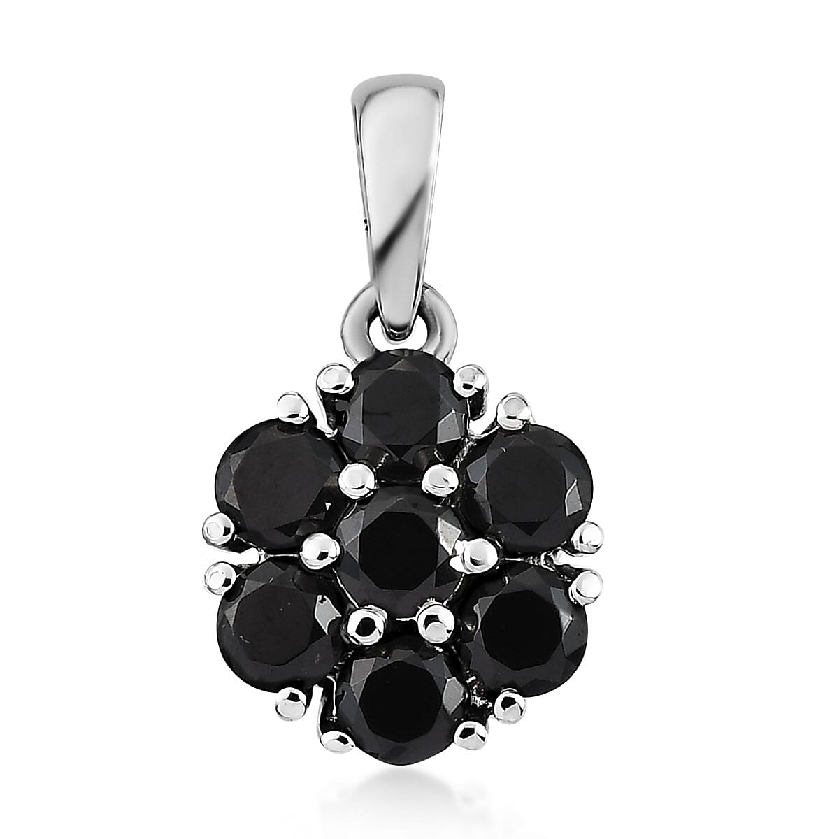 Natural Thai Black Spinel Pendant in Stainless Steel 1.25 ctw