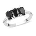 Natural Thai Black Spinel 3 Stone Ring in Stainless Steel 2.00 ctw - Sticky add to cart bar