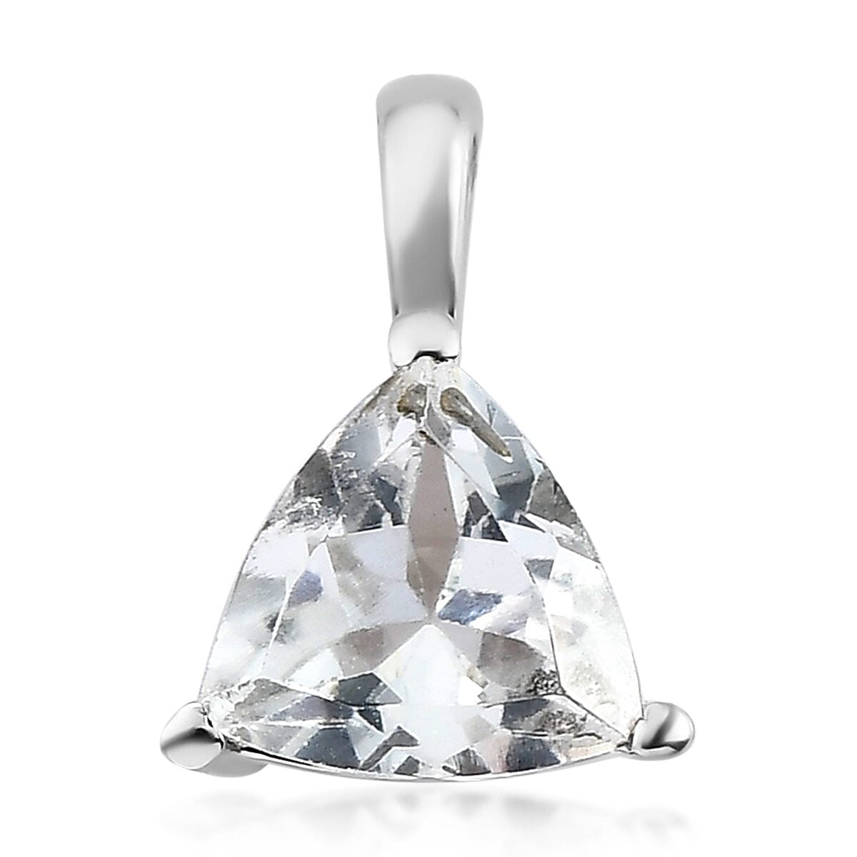 White Topaz Solitaire Pendant in Stainless Steel 1.35 ctw