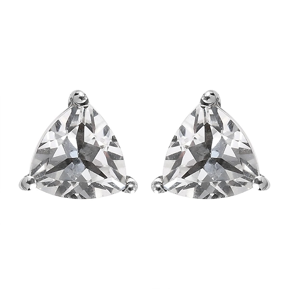 White Topaz Solitaire Stud Earrings in Stainless Steel 1.50 ctw