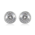 One Time Only 100 Facet Moissanite (Rnd 6.5mm) Solitaire Stud Earrings in Platinum Over Sterling Silver 1.90 ctw - Sticky add to cart bar