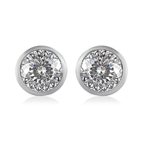 One Time Only 100 Facet Moissanite (Rnd 6.5mm) Solitaire Stud Earrings in Platinum Over Sterling Silver 1.90 ctw