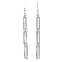 Austrian Crystal Paper Clip Earrings in Silvertone
