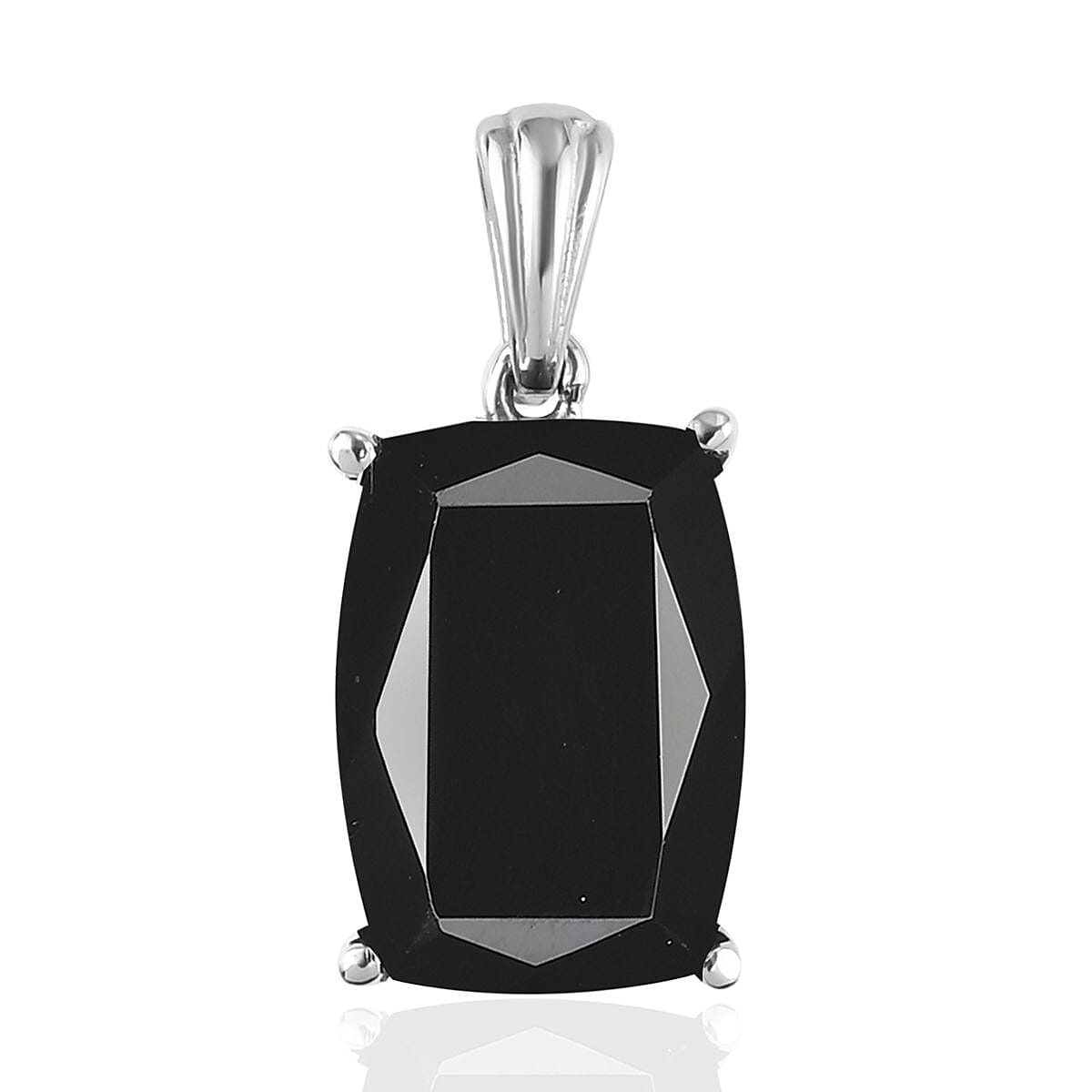 Thai Black Spinel Solitaire Pendant without Chain in Stainless Steel 8.50 ctw , Tarnish-Free, Waterproof, Sweat Proof Jewelry